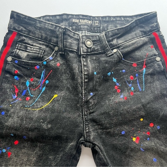 Road Narrows Jeans Shorts Denim Distressed Destroyed Paint - Picture 4 of 9